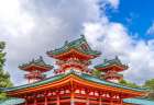 Colorful large red Soryu-ro Blue Dragon Tower, Heian-jingu Shrine, Kyoto, Japan. Art Print